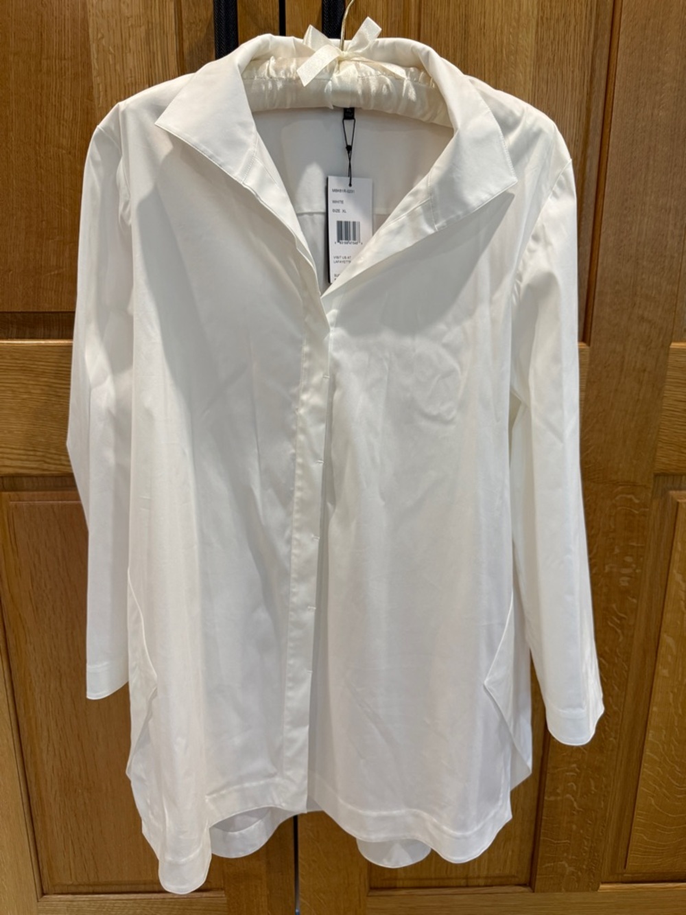 Lafayette 148 New York White Button-Front Long Sleeve Blouse